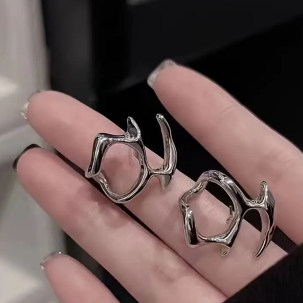 White Rhodium Post Cuff Earrings - Picture 3 of 3